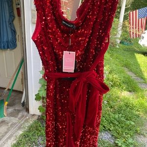 Pretty Little Things Red Sequin one shoulder dress